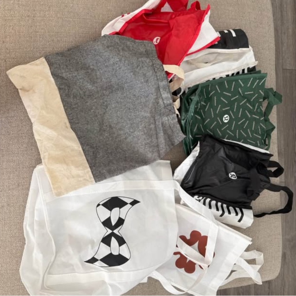 Assorted Reusable Tote Bags Lululemon and others